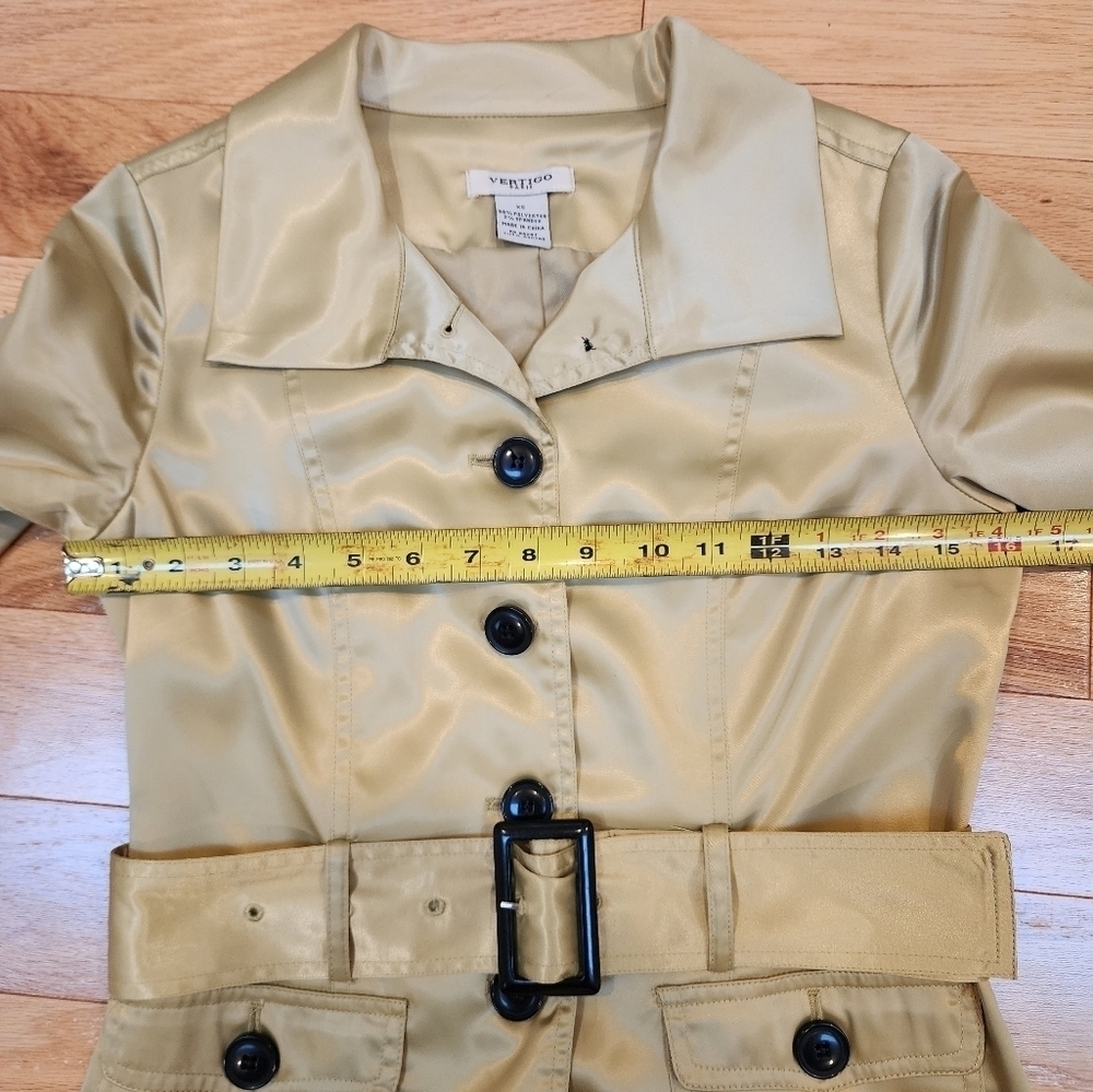 Vintage VERTIGO PARIS Satin Trench-Style Dress - Picture 10 of 16